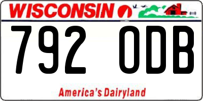 WI license plate 792ODB