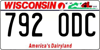 WI license plate 792ODC