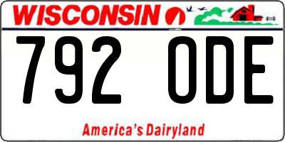 WI license plate 792ODE