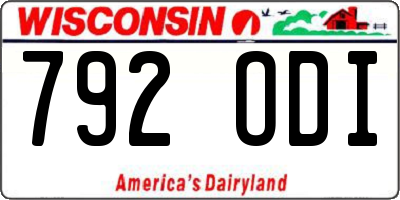 WI license plate 792ODI