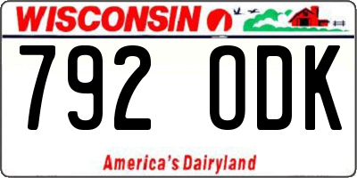 WI license plate 792ODK