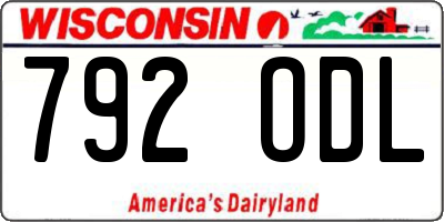 WI license plate 792ODL