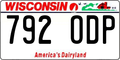 WI license plate 792ODP