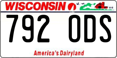 WI license plate 792ODS