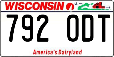 WI license plate 792ODT