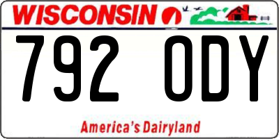 WI license plate 792ODY