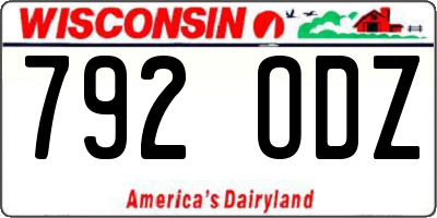 WI license plate 792ODZ