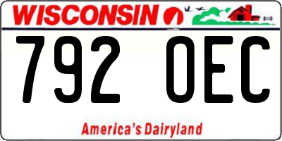 WI license plate 792OEC
