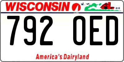 WI license plate 792OED