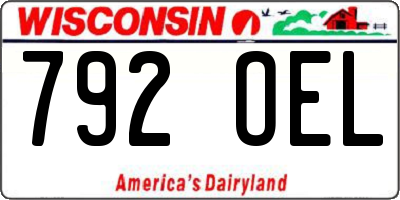 WI license plate 792OEL