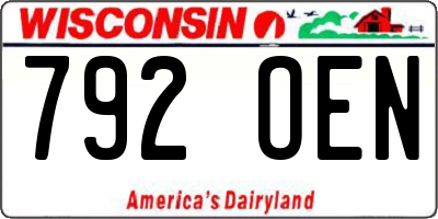 WI license plate 792OEN
