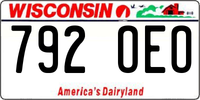 WI license plate 792OEO