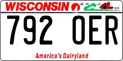 WI license plate 792OER