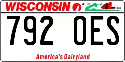 WI license plate 792OES