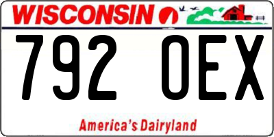 WI license plate 792OEX
