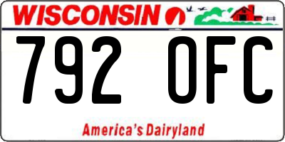 WI license plate 792OFC