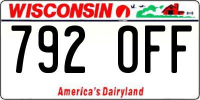 WI license plate 792OFF
