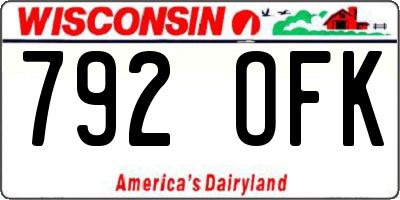 WI license plate 792OFK