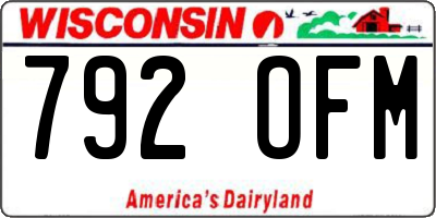 WI license plate 792OFM
