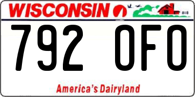 WI license plate 792OFO