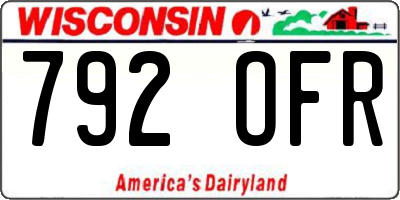 WI license plate 792OFR