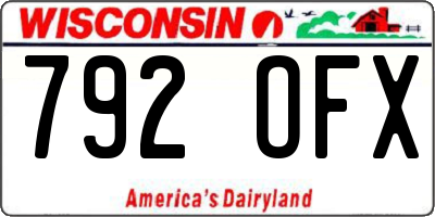 WI license plate 792OFX