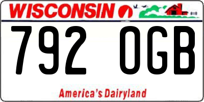 WI license plate 792OGB