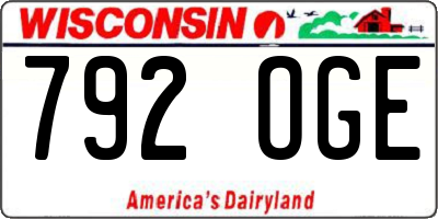 WI license plate 792OGE