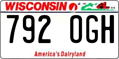 WI license plate 792OGH