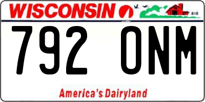 WI license plate 792ONM