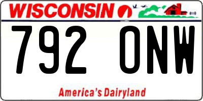 WI license plate 792ONW