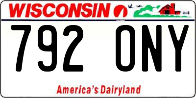 WI license plate 792ONY