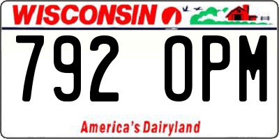 WI license plate 792OPM
