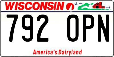 WI license plate 792OPN