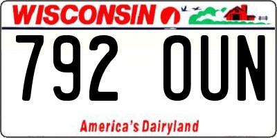 WI license plate 792OUN
