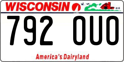WI license plate 792OUO