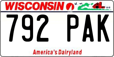 WI license plate 792PAK