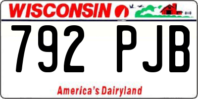 WI license plate 792PJB