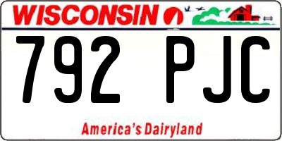 WI license plate 792PJC