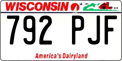 WI license plate 792PJF