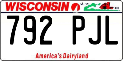 WI license plate 792PJL