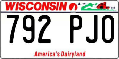 WI license plate 792PJO