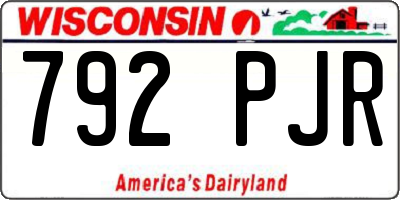 WI license plate 792PJR