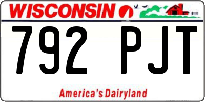 WI license plate 792PJT