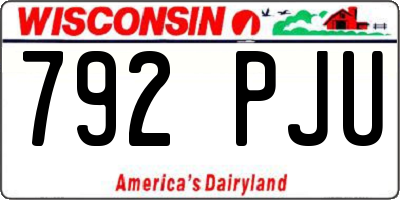 WI license plate 792PJU