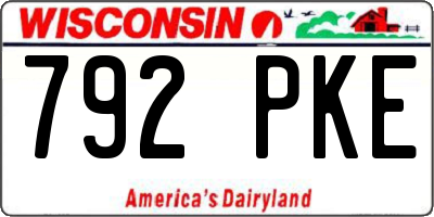 WI license plate 792PKE