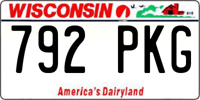 WI license plate 792PKG