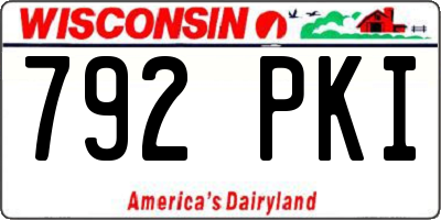 WI license plate 792PKI