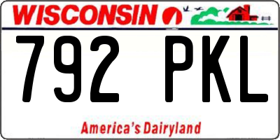 WI license plate 792PKL