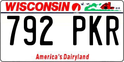 WI license plate 792PKR